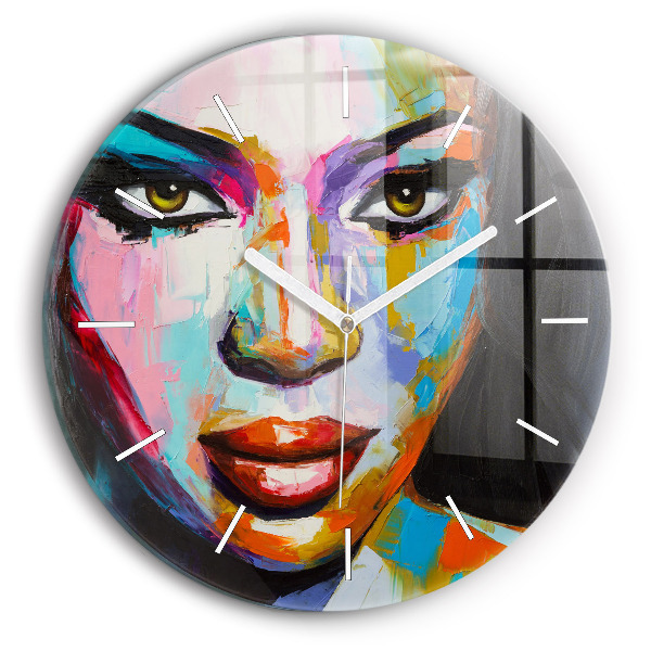 Pendule murale ronde Visage coloré d'une femme