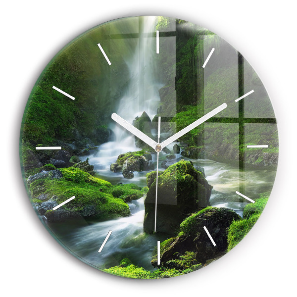 Horloge ronde murale Cascade et rochers