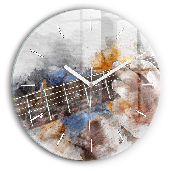 Horloge ronde en verre Graphique d'une guitare