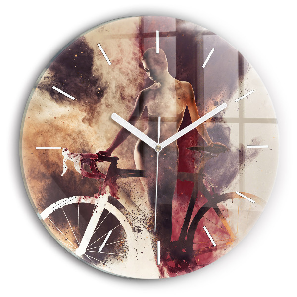 Horloge ronde murale Femme et vélo