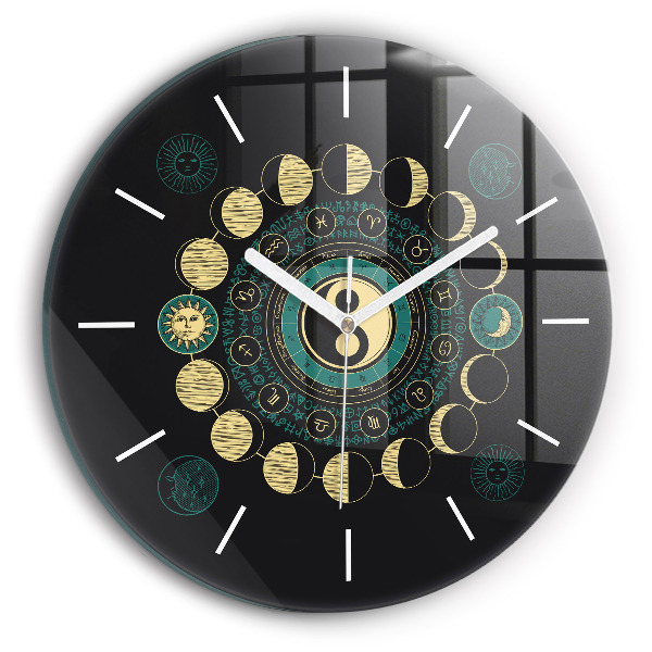 Horloge ronde en verre Phases de la lune