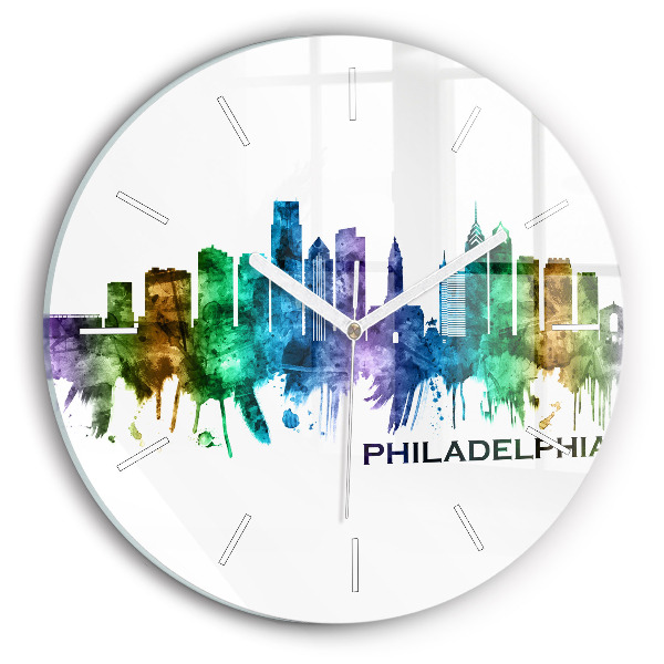 Pendule murale ronde Philadelphie colorée