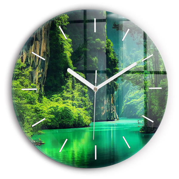 Horloge ronde en verre Paysage naturel de Thaïlande