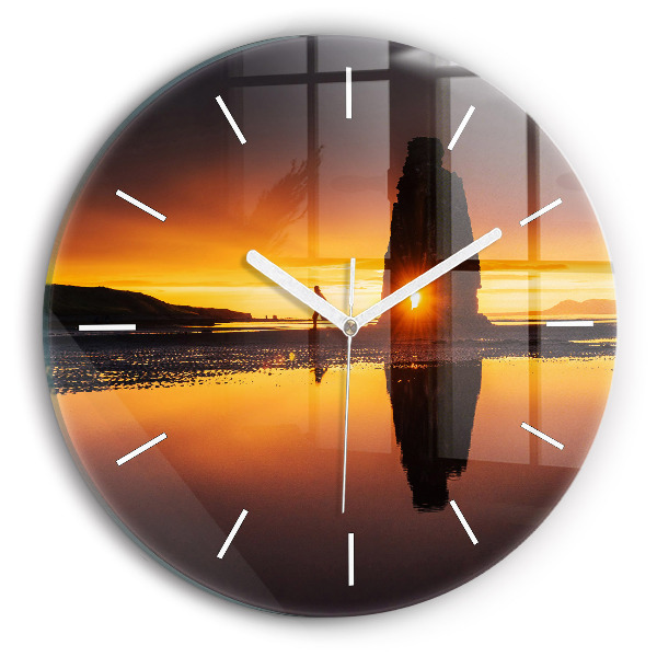 Horloge ronde Coureur et coucher de soleil