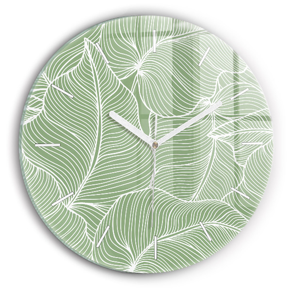 Horloge ronde en verre Motif de feuilles dans la nature