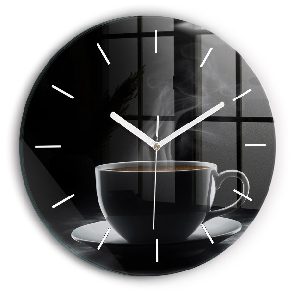 Horloge ronde Tasse de café noir