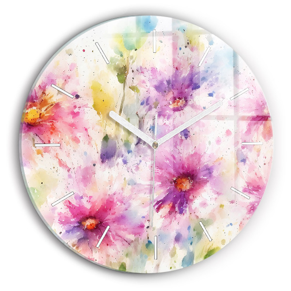 Horloge ronde murale Fleurs peintes