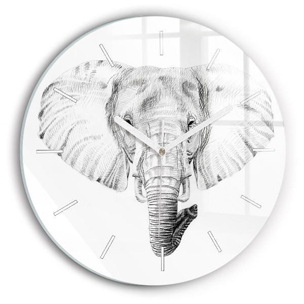 Horloge ronde Tête d'éléphant graphique