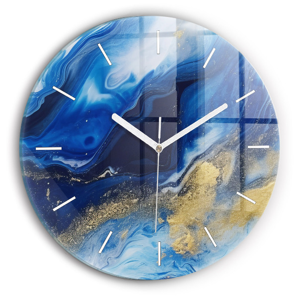 Horloge ronde murale Marbre bleu