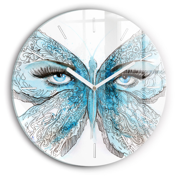 Pendule murale ronde Visage en forme de papillon