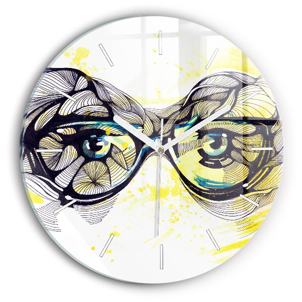 Horloge ronde murale Yeux dans des lunettes