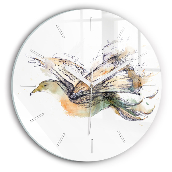 Horloge ronde en verre Oiseau et livre