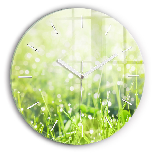 Horloge ronde murale Herbe verte