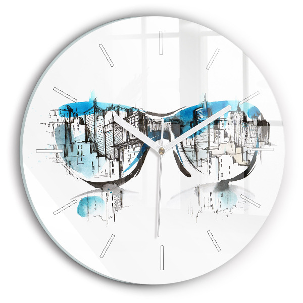 Horloge ronde murale La ville en lunettes