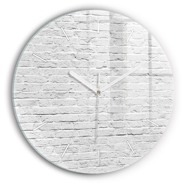 Horloge ronde en verre Mur de briques claires