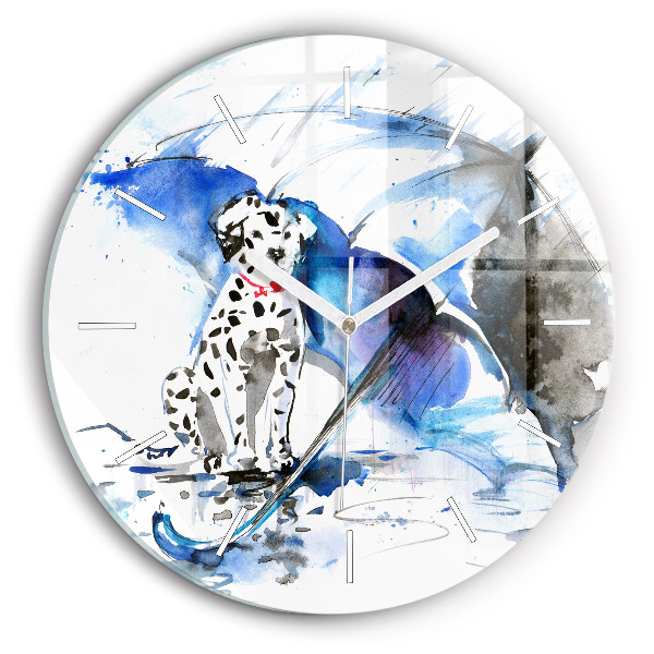 Pendule murale ronde Dalmatien et parapluie