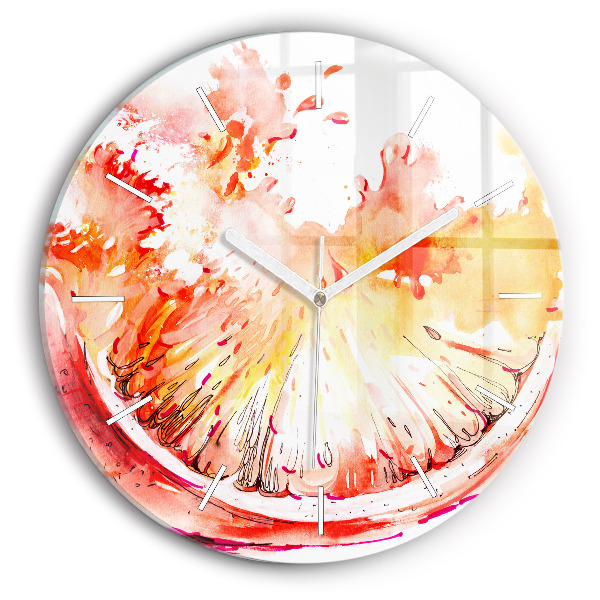 Horloge ronde en verre Orange peinte