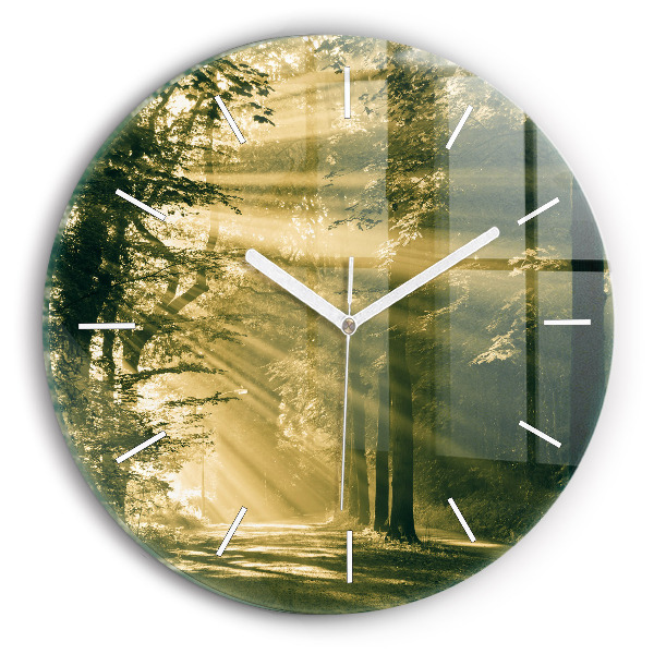 Horloge ronde murale Rayons de soleil Forêt