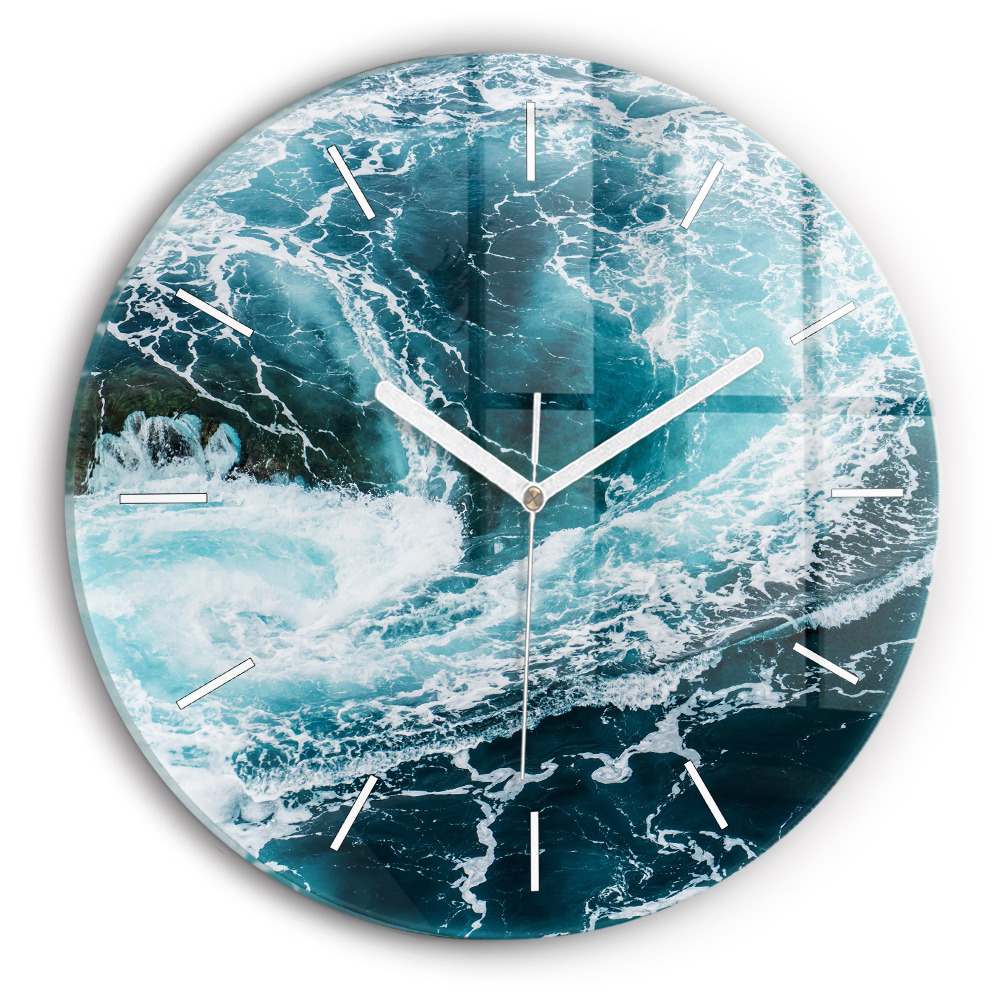Horloge ronde murale Vagues écumantes et tourbillonnantes