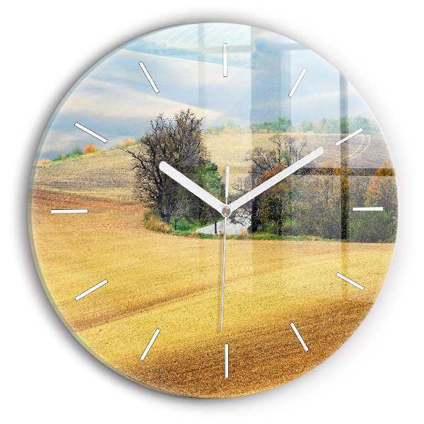 Horloge ronde en verre Campagne de Moravie