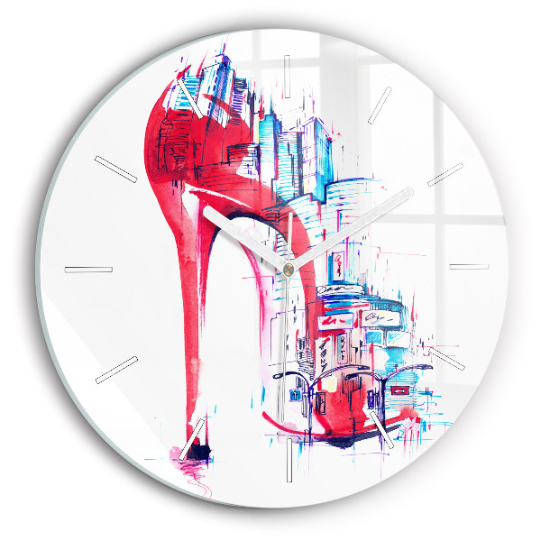 Horloge ronde en verre Talon rouge