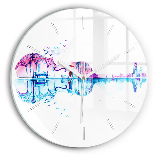 Horloge ronde en verre Cello park lake