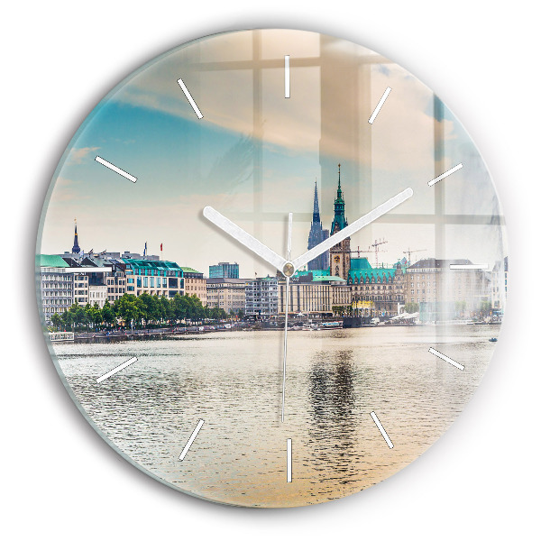 Horloge ronde en verre Binnenalster à Hambourg