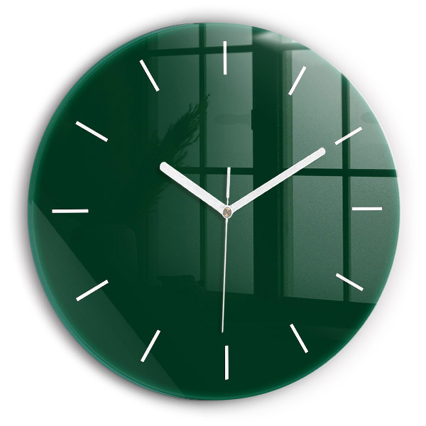 Horloge ronde en verre Couleur vert bouteille