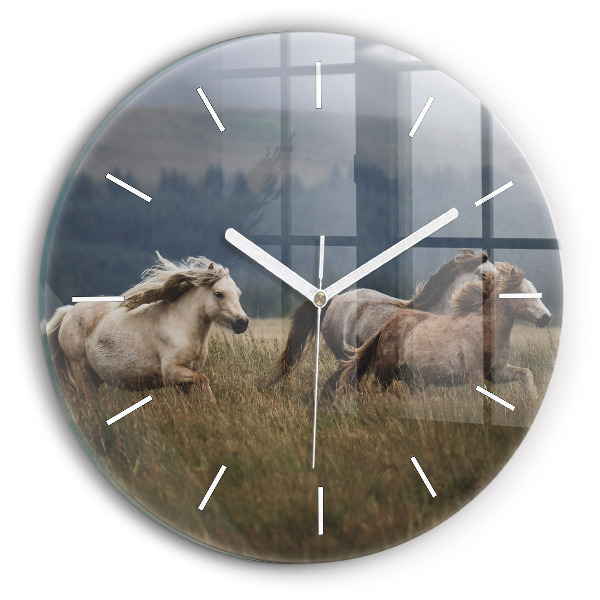 Horloge ronde Chevaux au galop