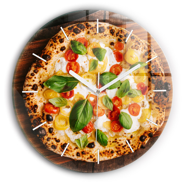 Horloge ronde en verre Pizza italienne