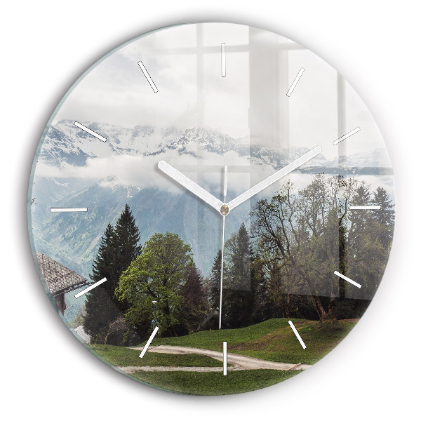 Horloge ronde Vue sur les montagnes