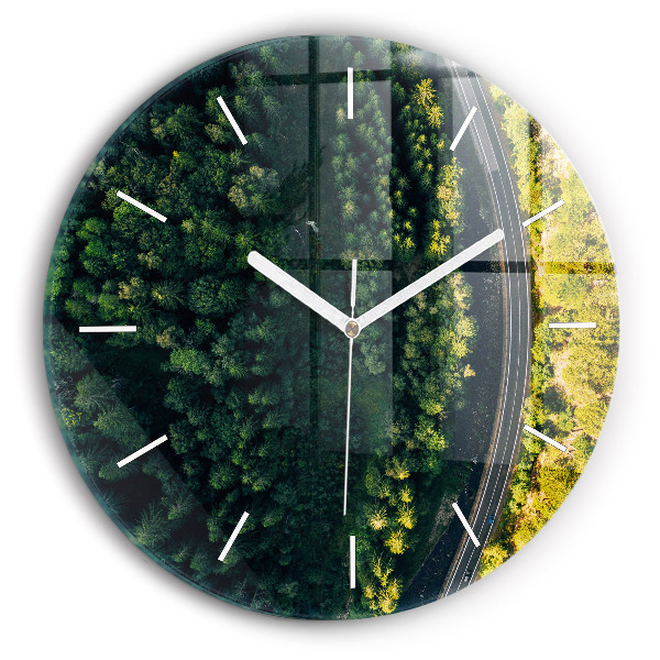 Horloge ronde Forêt vue d'un oiseau