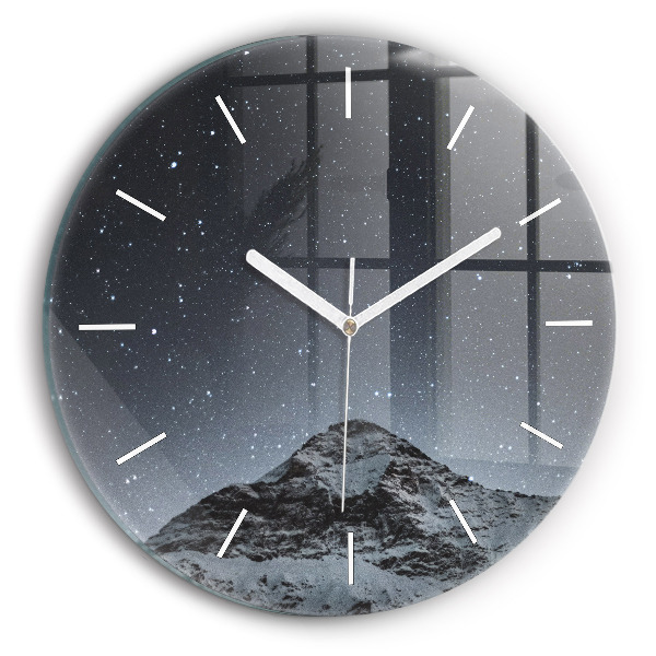 Horloge ronde Montagne sous les étoiles