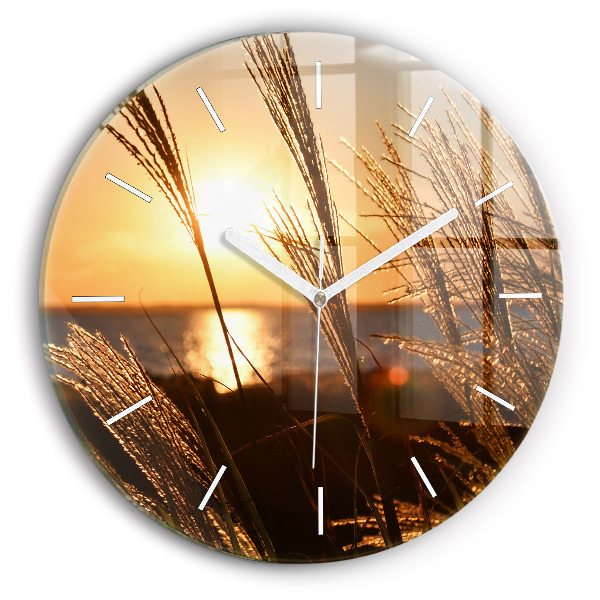 Horloge ronde en verre Blé sous le soleil doré