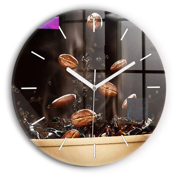 Horloge ronde en verre Café chaud