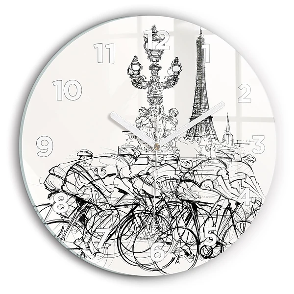 Horloge ronde murale Dessin d'une course cycliste