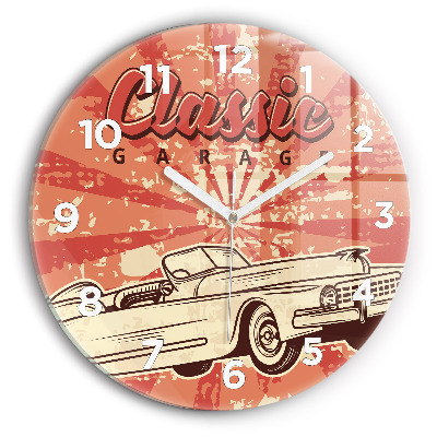 Horloge ronde en verre Vintage Retro auto