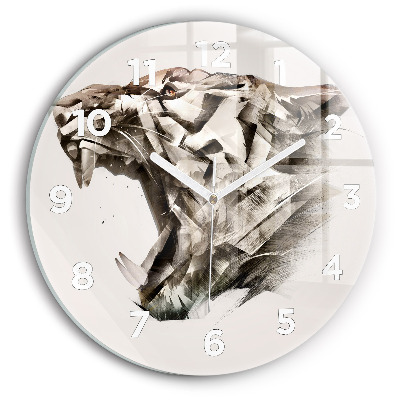 Horloge ronde en verre Portrait peint d'un tigre