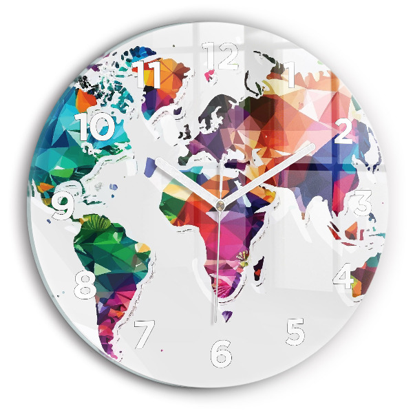 Horloge ronde murale Triangles de la carte du monde