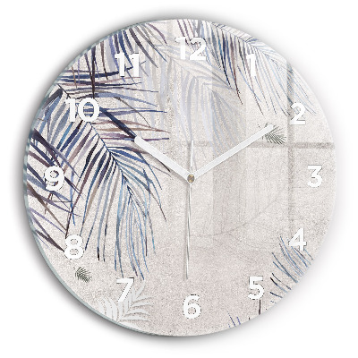 Horloge ronde en verre Feuille de palmier