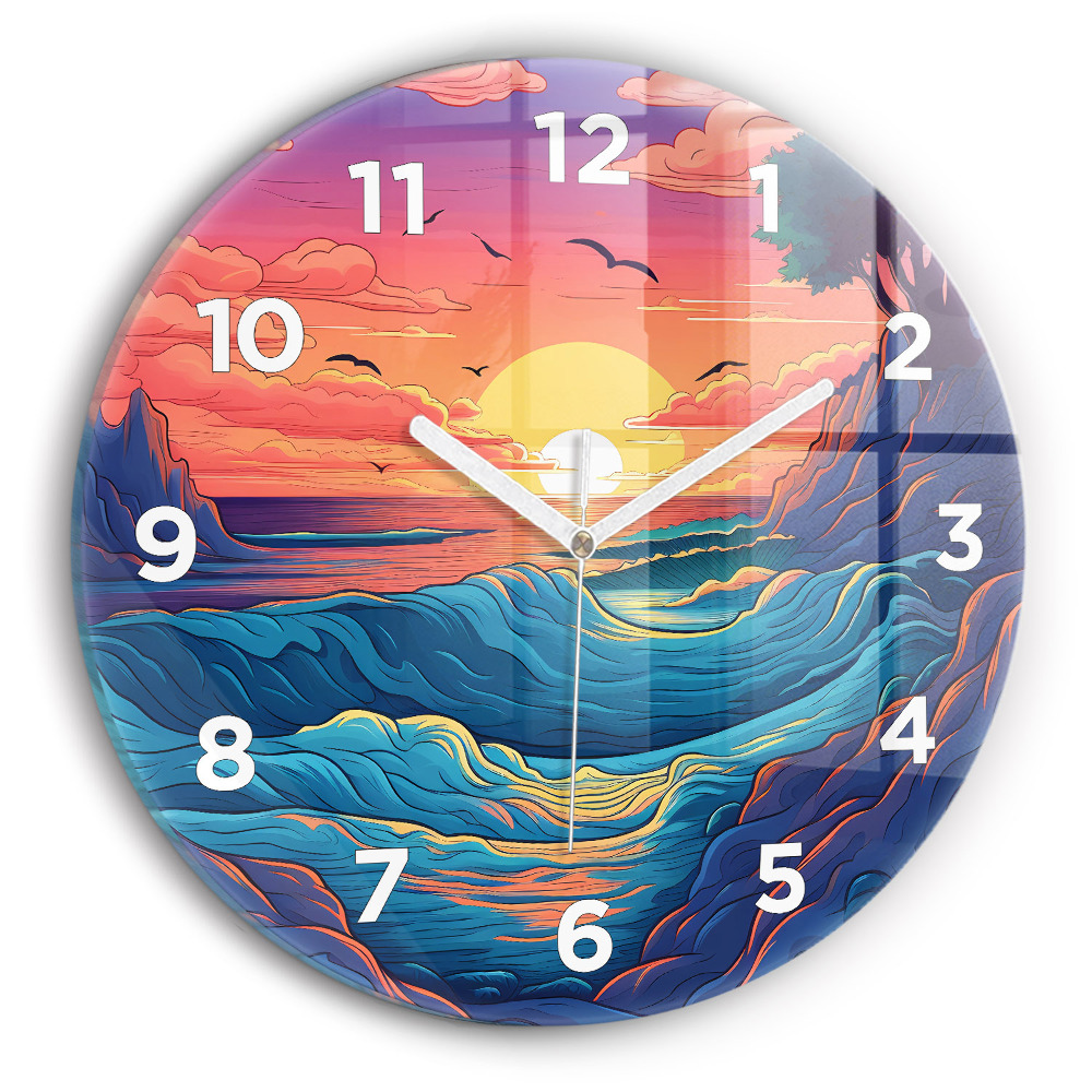 Horloge ronde murale Océan et vagues de conte de fées