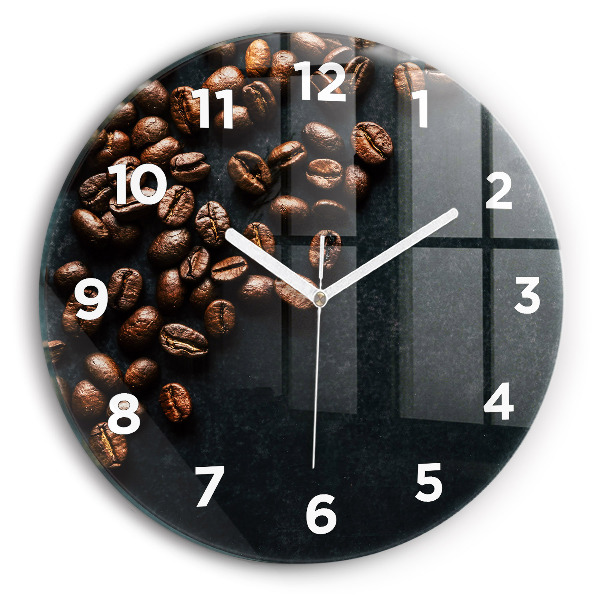 Horloge ronde en verre Grains de café