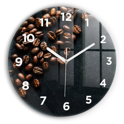 Horloge ronde en verre Grains de café