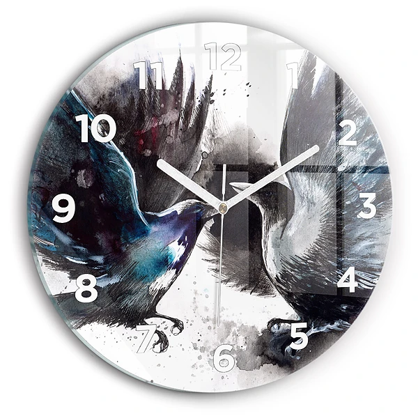 Pendule murale ronde Oiseaux peints