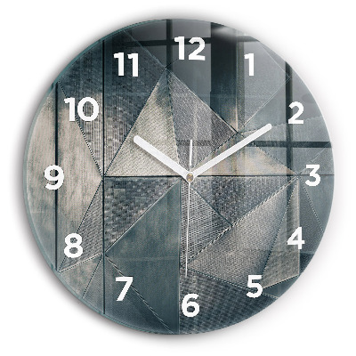 Horloge ronde murale Triangles abstraits en métal