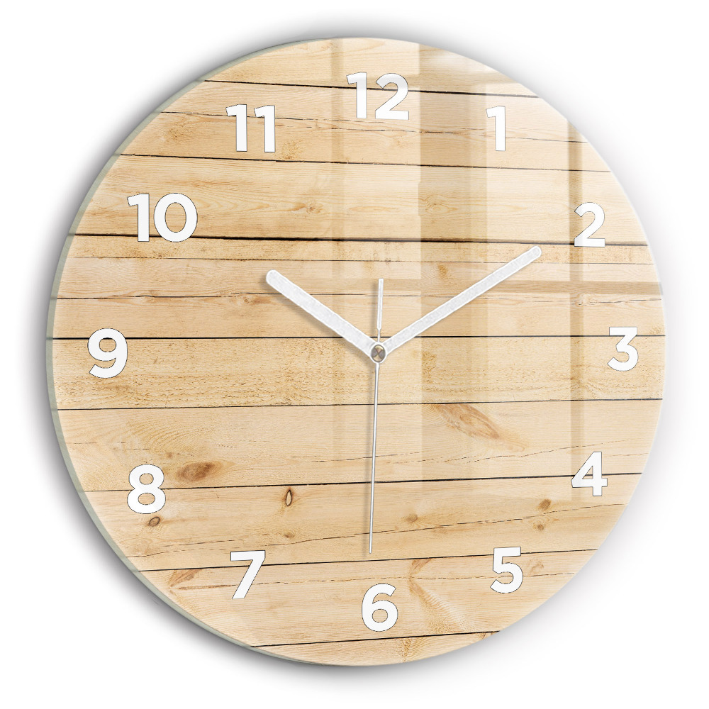 Horloge ronde en verre Planches en bois