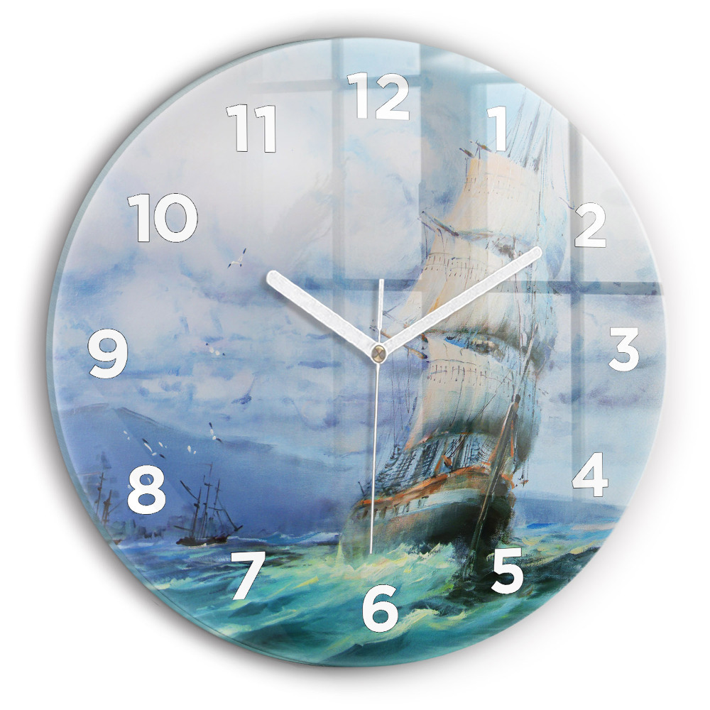 Pendule murale ronde Bateau sur l'eau