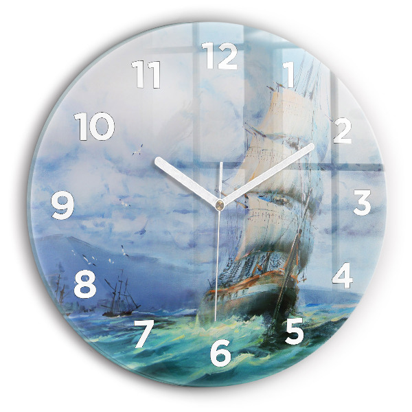 Pendule murale ronde Bateau sur l'eau