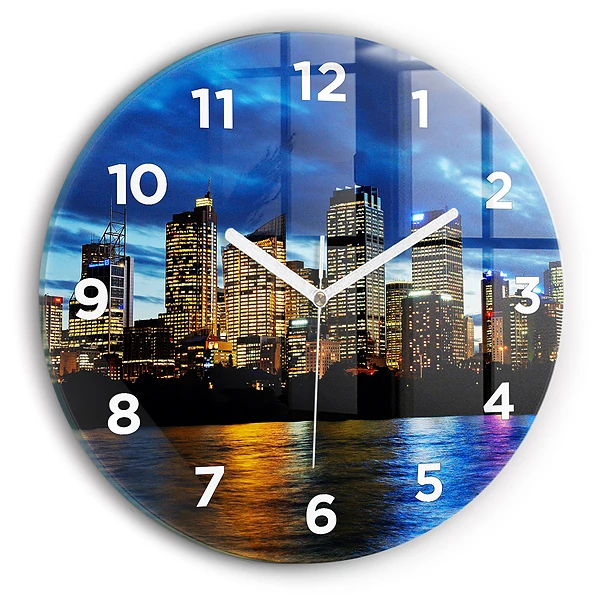 Horloge ronde en verre Sydney le soir