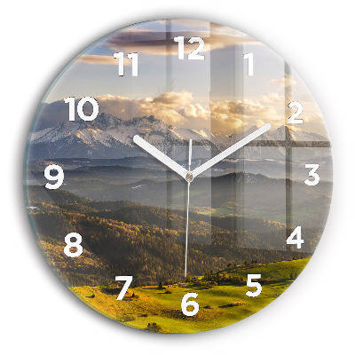 Horloge ronde en verre Montagnes - Haut sommet de Pieniny